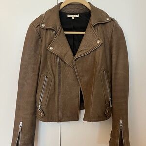 Rebecca Minkoff taupe leather jacket xs